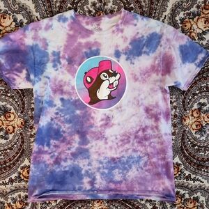 Purple and Blue Tie-Dye BUC-EE'S Tee — Women's Size Large